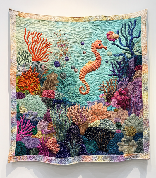 Coral And Seahorse DAI26102461 Quilt Blanket