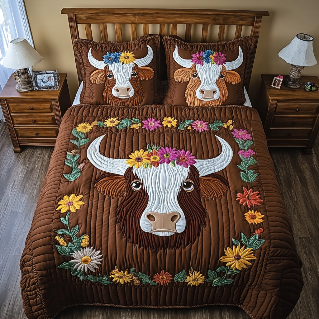 Highland Cow DAI040225308 Quilt Bedding Set