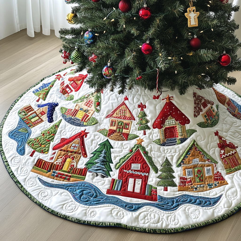 Gingerbread Village DAI230924031 Quilted Tree Skirt