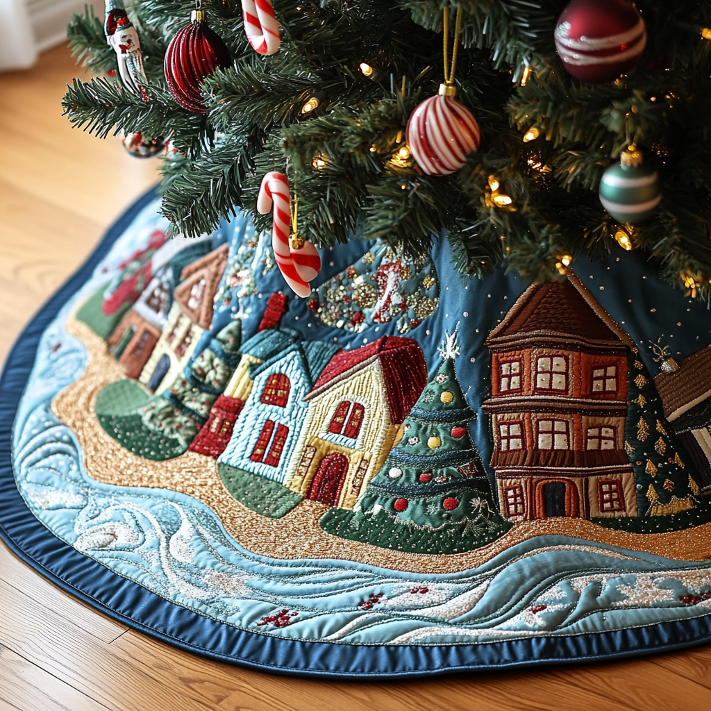 Christmas Houses TAI091024289 Quilted Tree Skirt