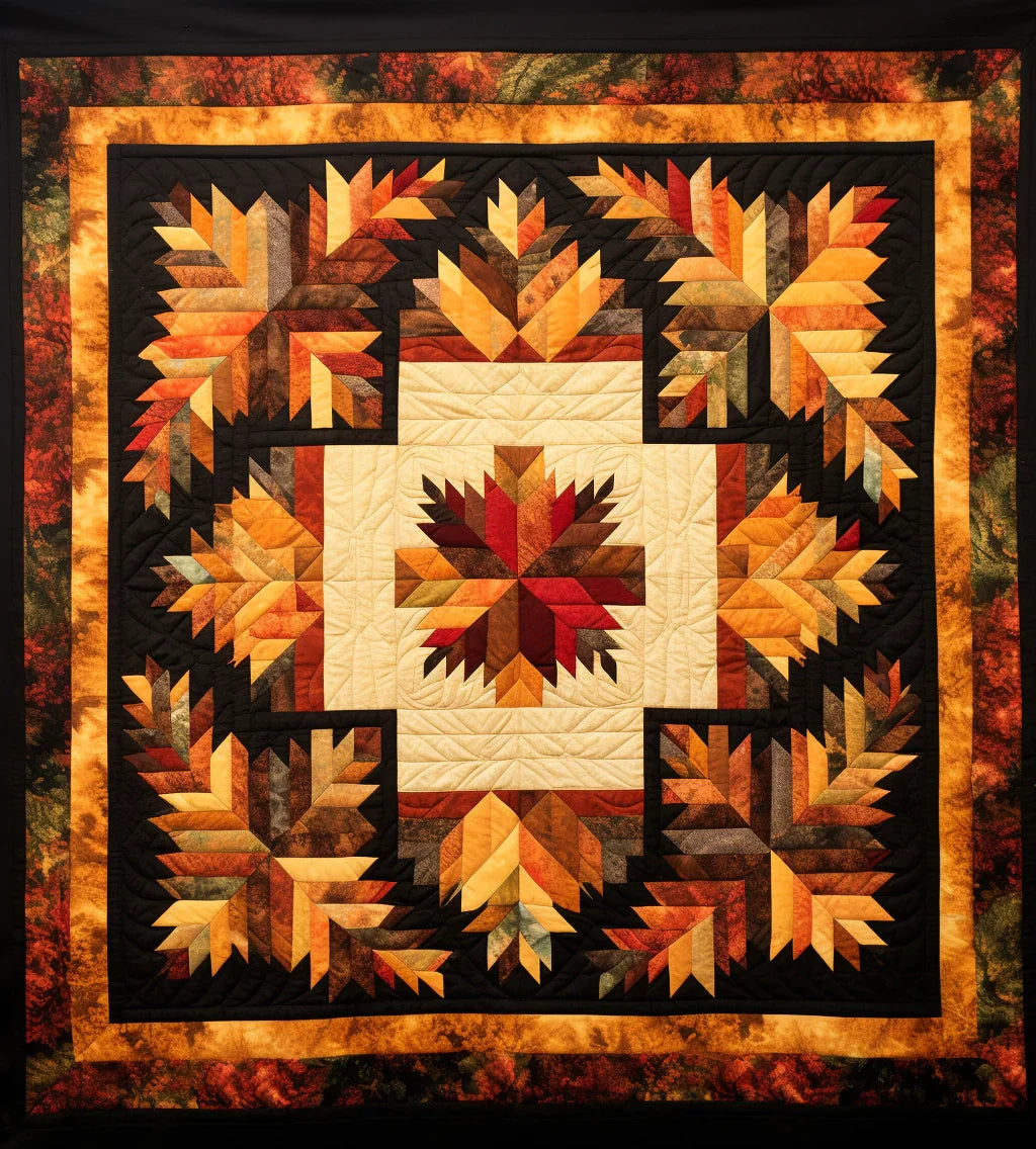 Log Cabin Autumn Leaves BL91123108 Quilt Blanket