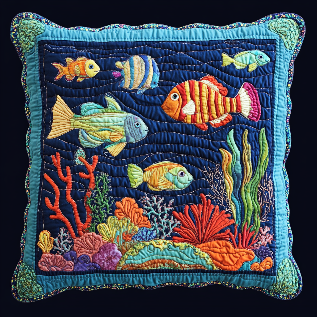 Fish DAI110225278 Quilted Pillow Case