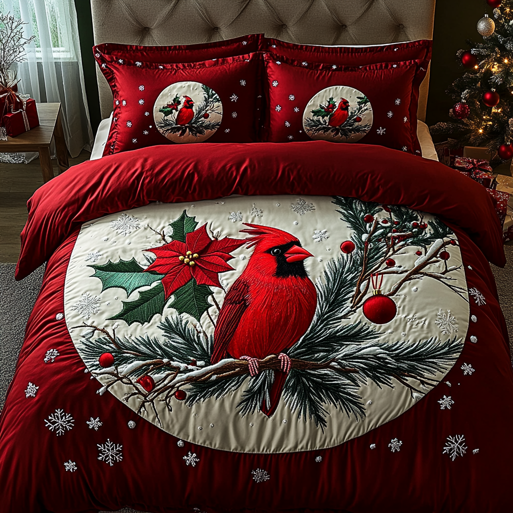 Christmas Cardinal TAI201124240 Quilt Bedding Set