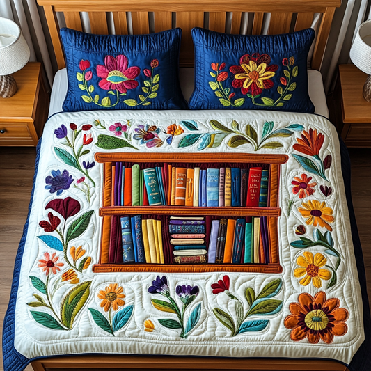 Flower Bookcase DAI090125035 Quilt Bedding Set