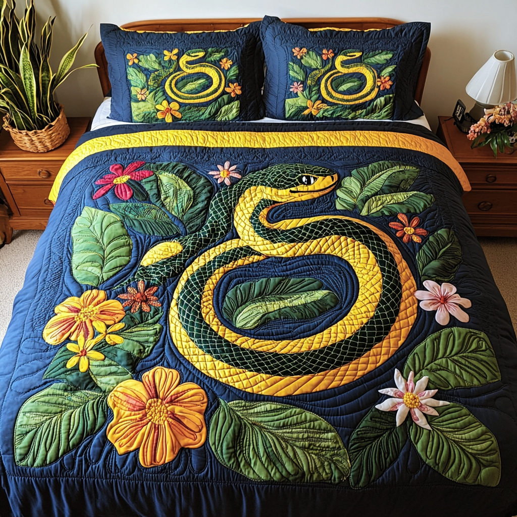 Floral Snake DAI200125128 Quilt Bedding Set