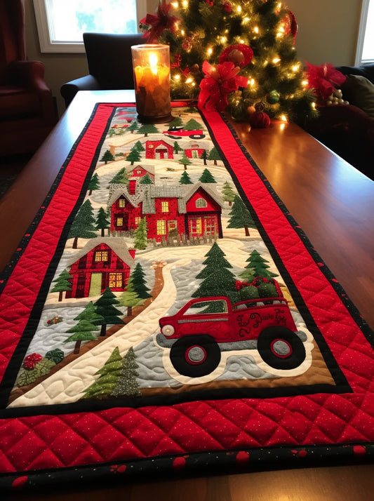 Red Truck Christmas TAI29112301 Quilted Table Runner