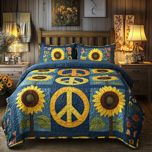 Sunflower Hippie Peace DAI200125100 Quilt Bedding Set