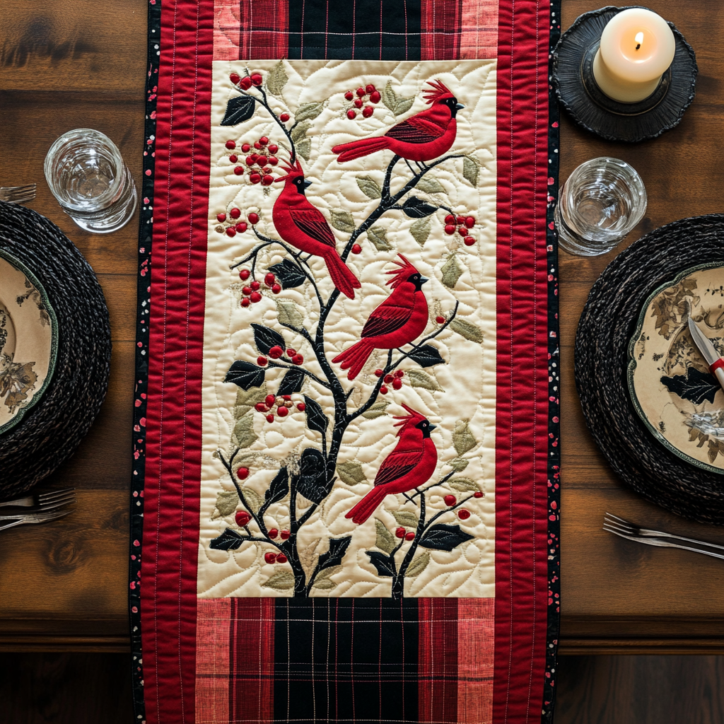 Christmas Cardinal TAI091024382 Quilted Table Runner