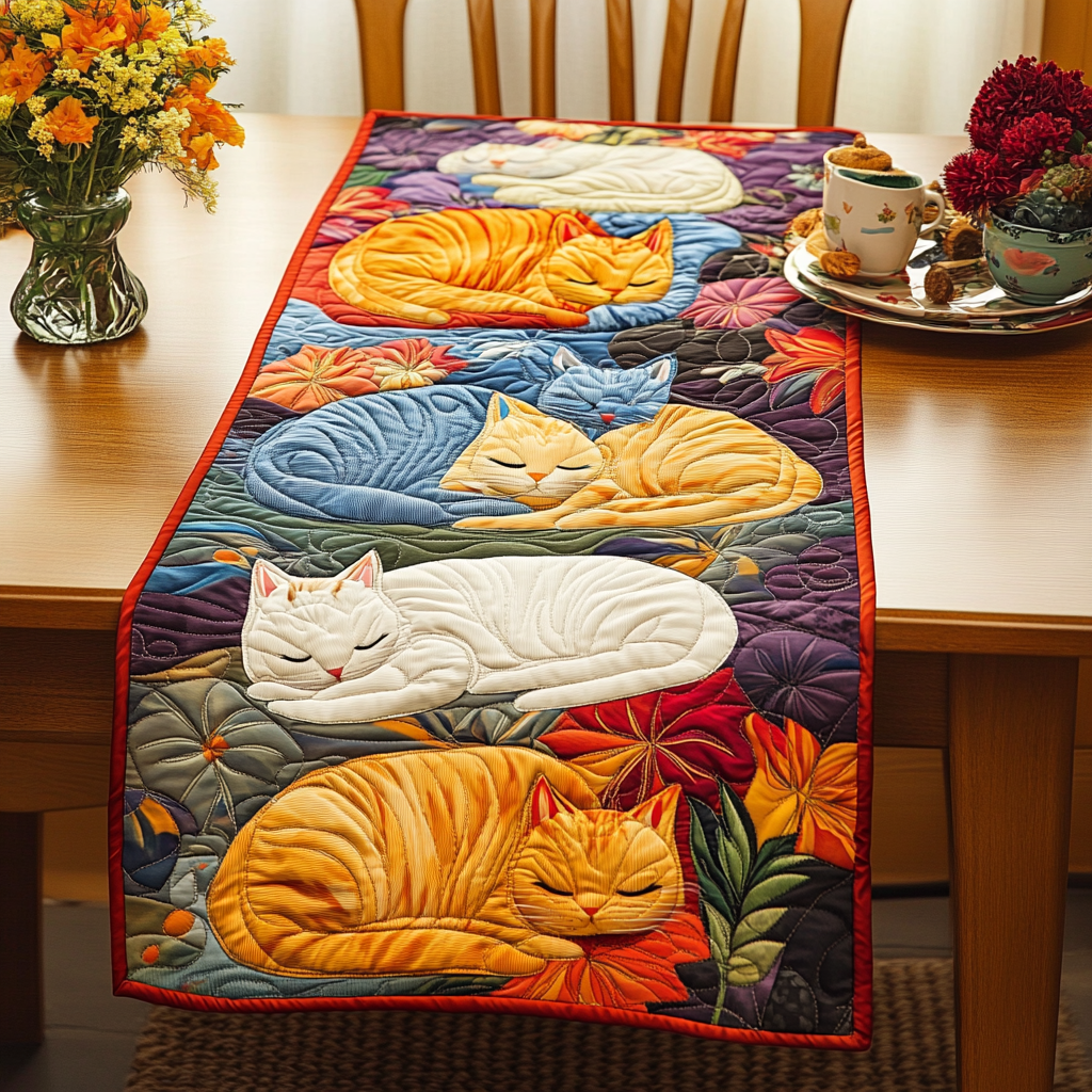 Sleeping Cat DAI090125301 Quilted Table Runner