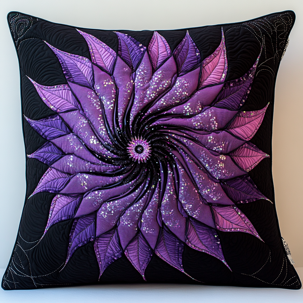 Purple Flower TAI130824121 Quilted Pillow Case