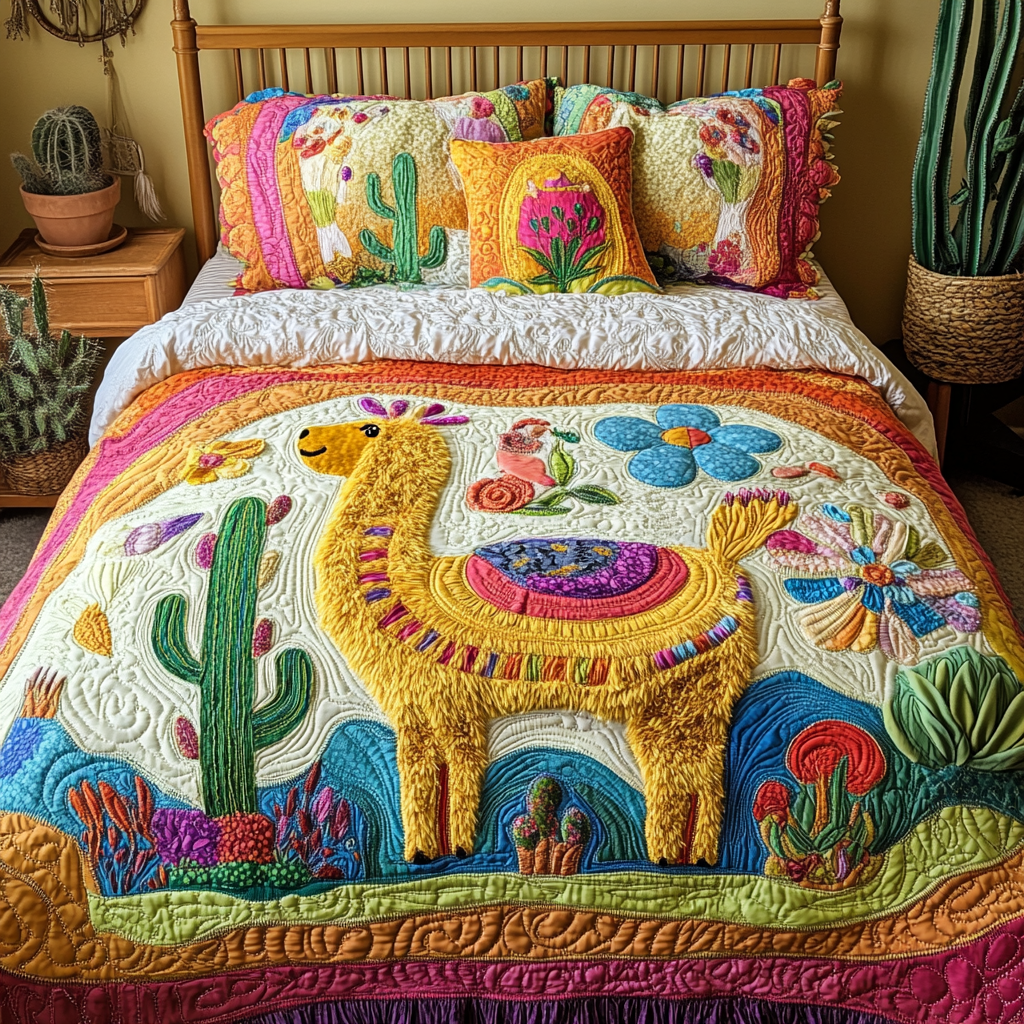 Desert Cactus Llama DAI101224013 Quilt Bedding Set