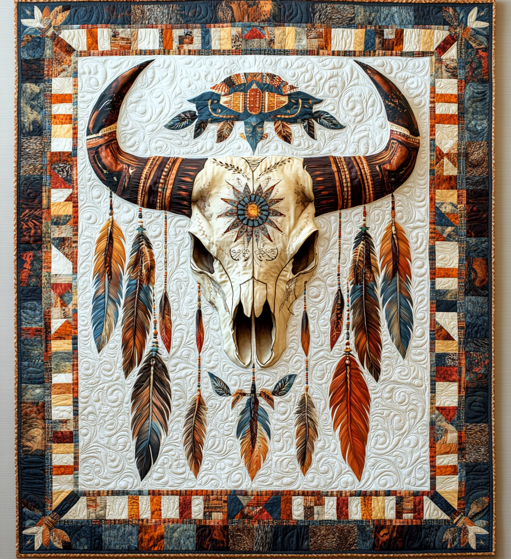 Tribal Bull Skull DAI171224029 Quilt Blanket