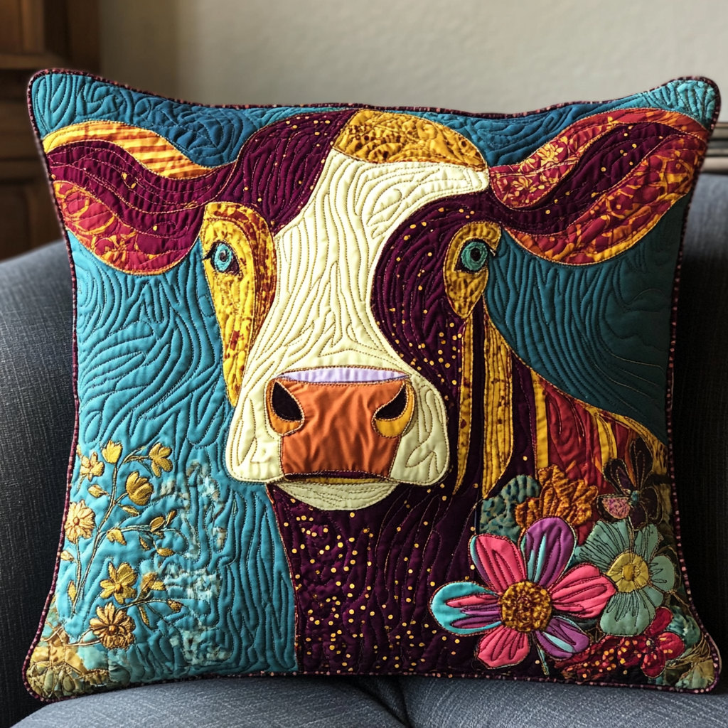 Cow DAI221024320 Quilted Pillow Case