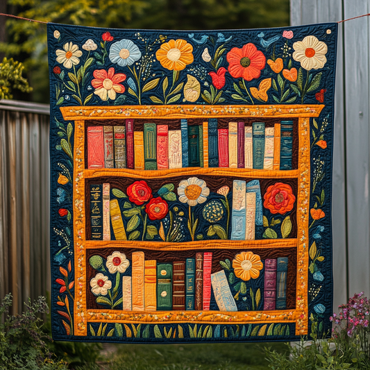 Flower Bookcase DAI090125138 Quilt Blanket