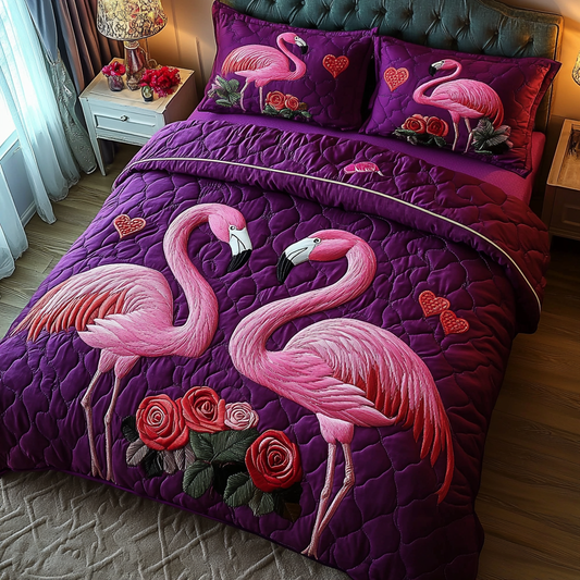Valentine Flamingo DAI090125082 Quilt Bedding Set