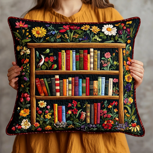 Flower Bookcase DAI301224185 Quilted Pillow Case