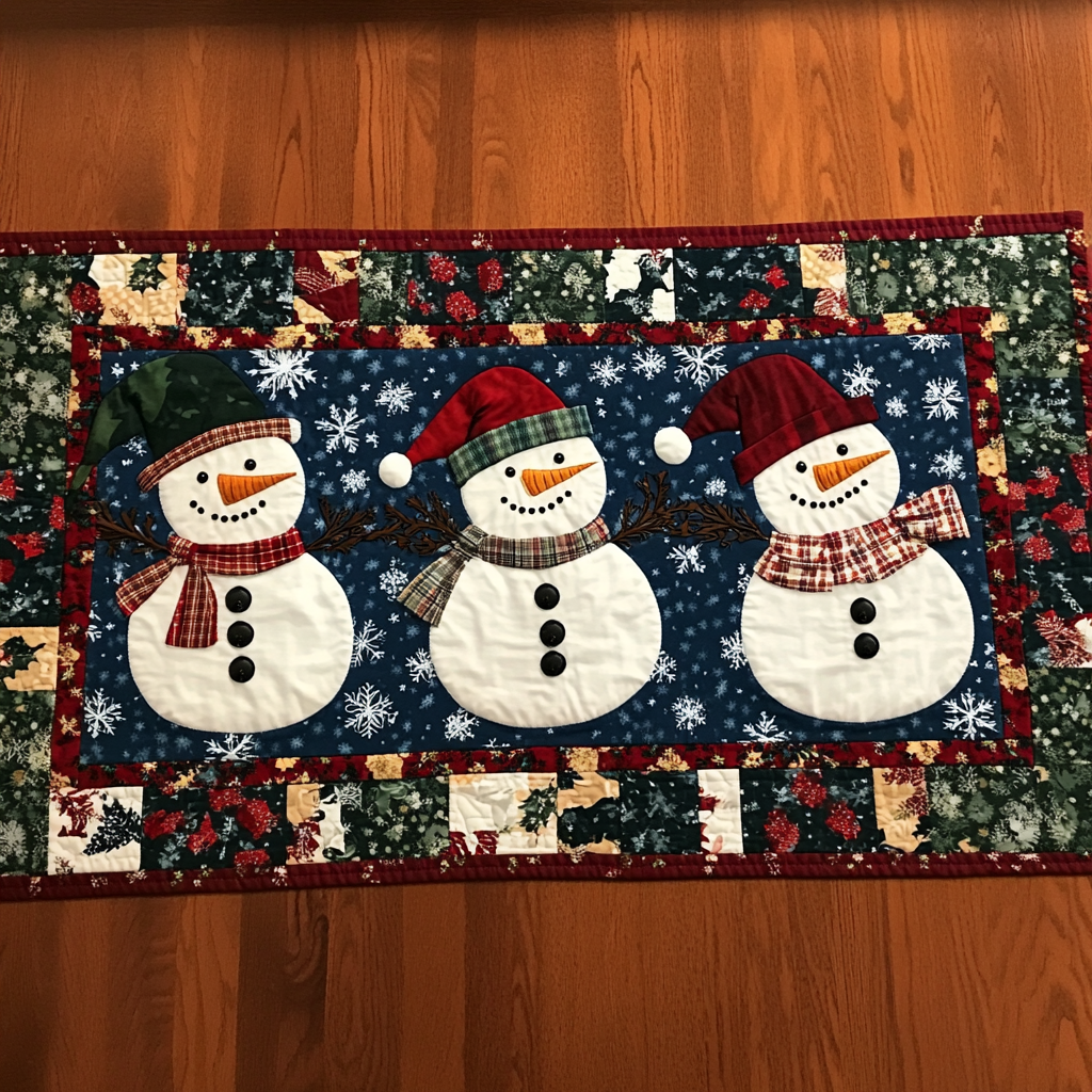 Christmas Snowman TAI040924401 Quilted Table Runner