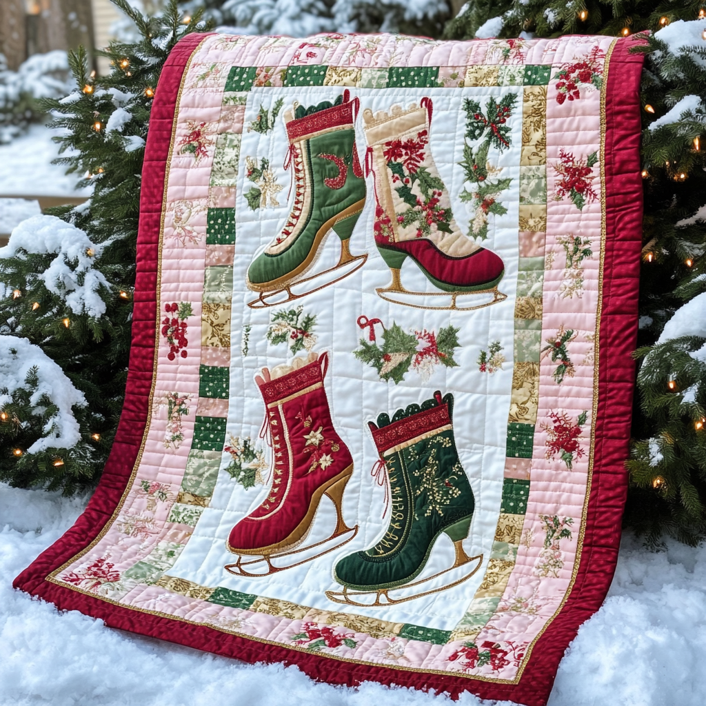 Christmas Ice Skate DAI040225153 Quilt Blanket
