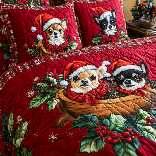 Christmas Chihuahua TAI101224420 Quilt Bedding Set