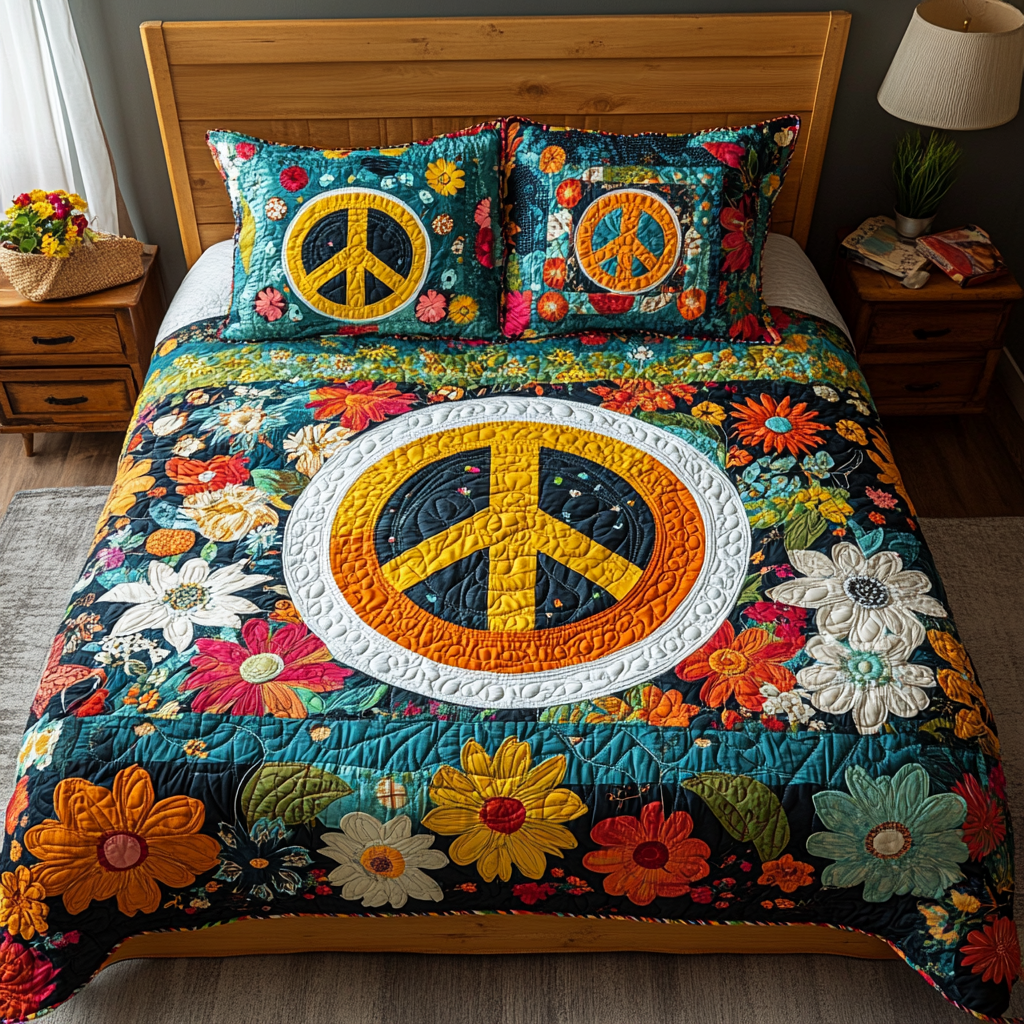 Hippie Peace DAI200125111 Quilt Bedding Set