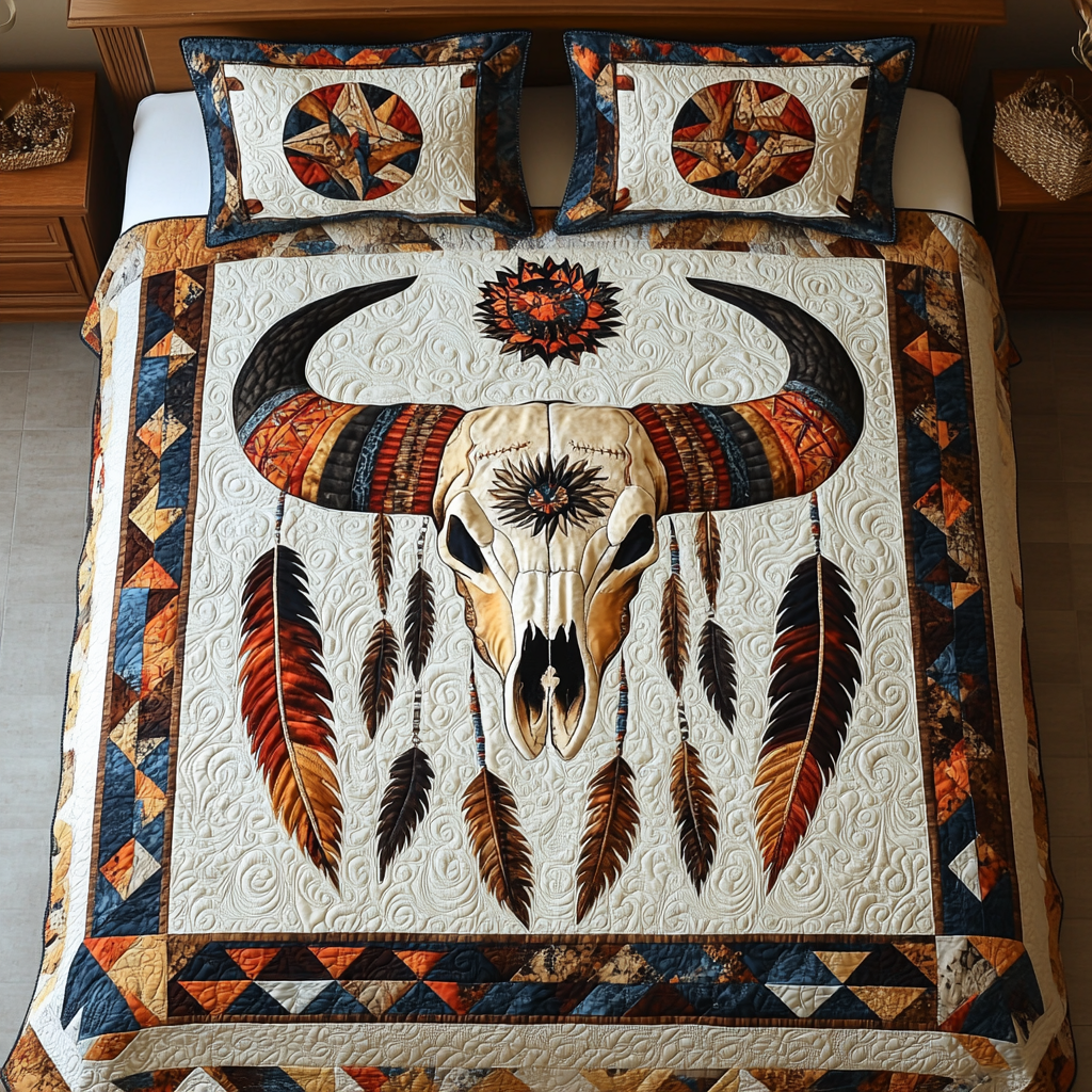 Tribal Bull Skull DAI241224164 Quilt Bedding Set