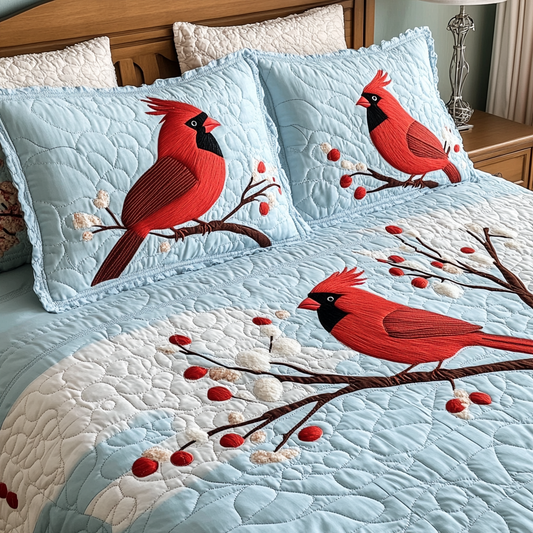 Winter Cardinal TAI201124142 Quilt Bedding Set