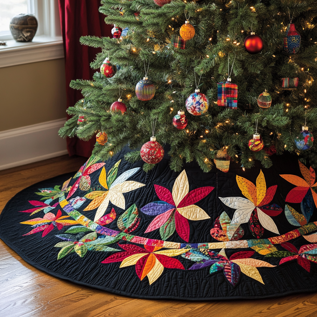 Christmas Poinsettia TAI021024111 Quilted Tree Skirt