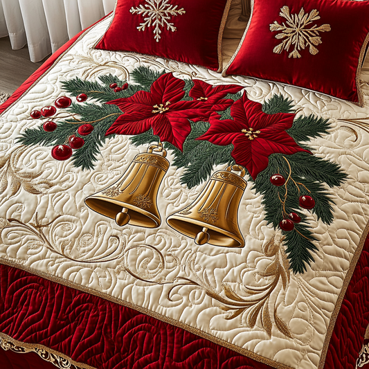 Christmas Poinsettia Bell TAI141124111 Quilt Bedding Set