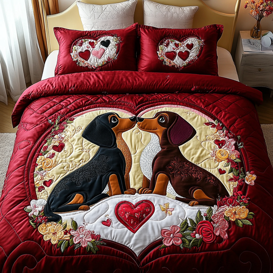 Valentine Dachshund DAI150125216 Quilt Bedding Set