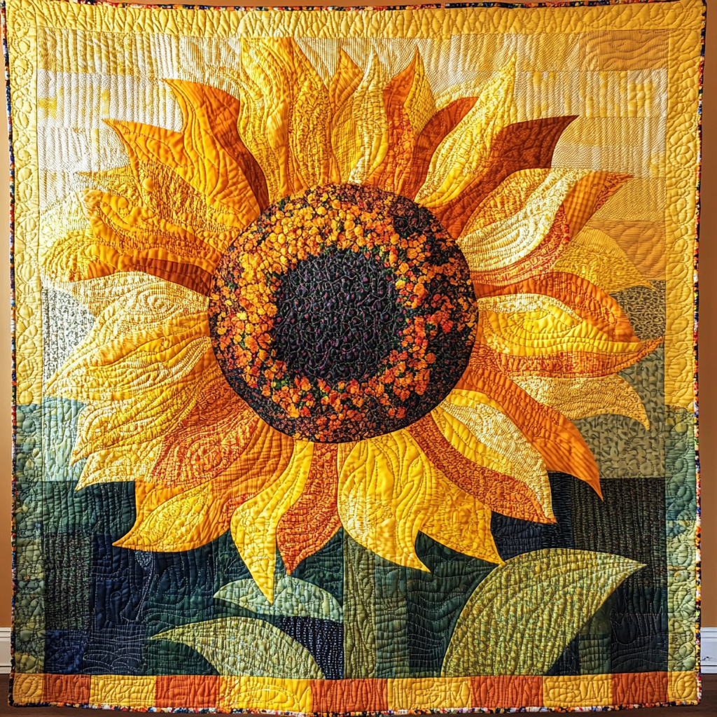 Sunflower Alpha Pattern Sunflower DAI070824132 Quilt Blanket – Alpha Quilt