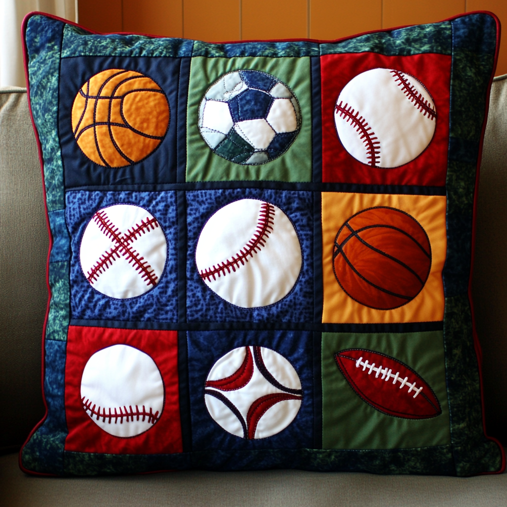Sport Balls DAI040225325 Quilted Pillow Case