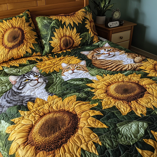 Cats In Sunflower Garden TAI111124076 Quilt Bedding Set