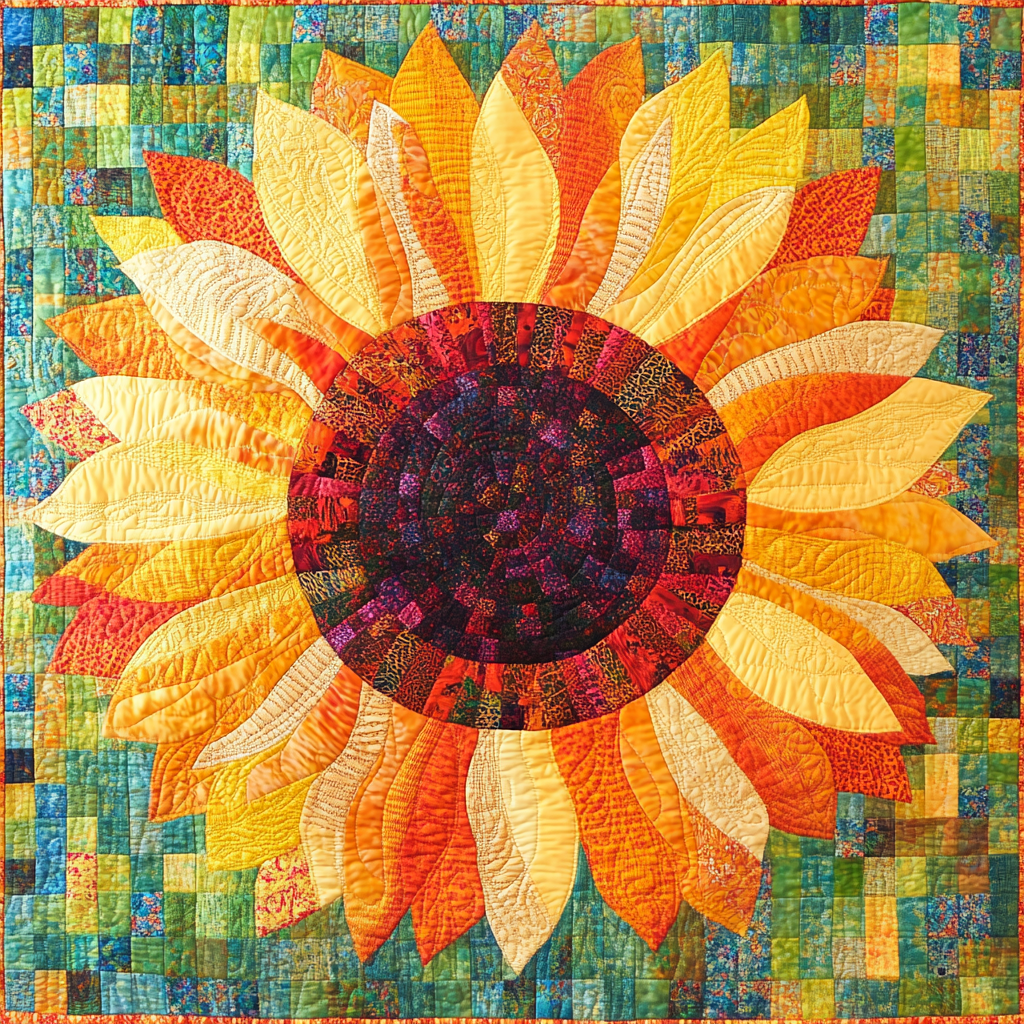 Sunflower Alpha Pattern Sunflower DAI070824133 Quilt Blanket – Alpha Quilt