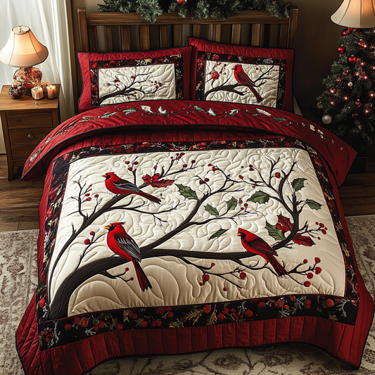 Christmas Cardinal TAI041024500 Quilt Bedding Set