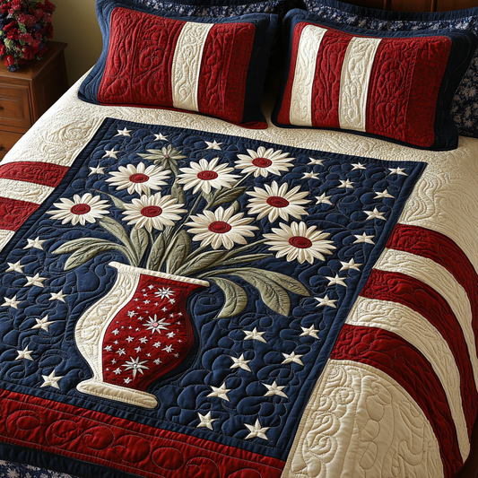 Patriotic Daisy Flower DAI200125051 Quilt Bedding Set