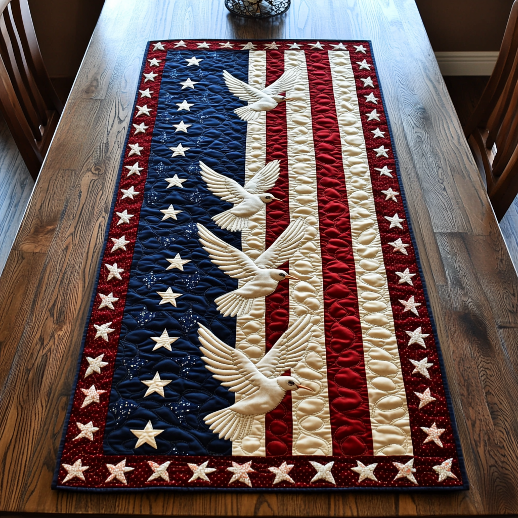 Patriotic Dove DAI190225263 Quilted Table Runner