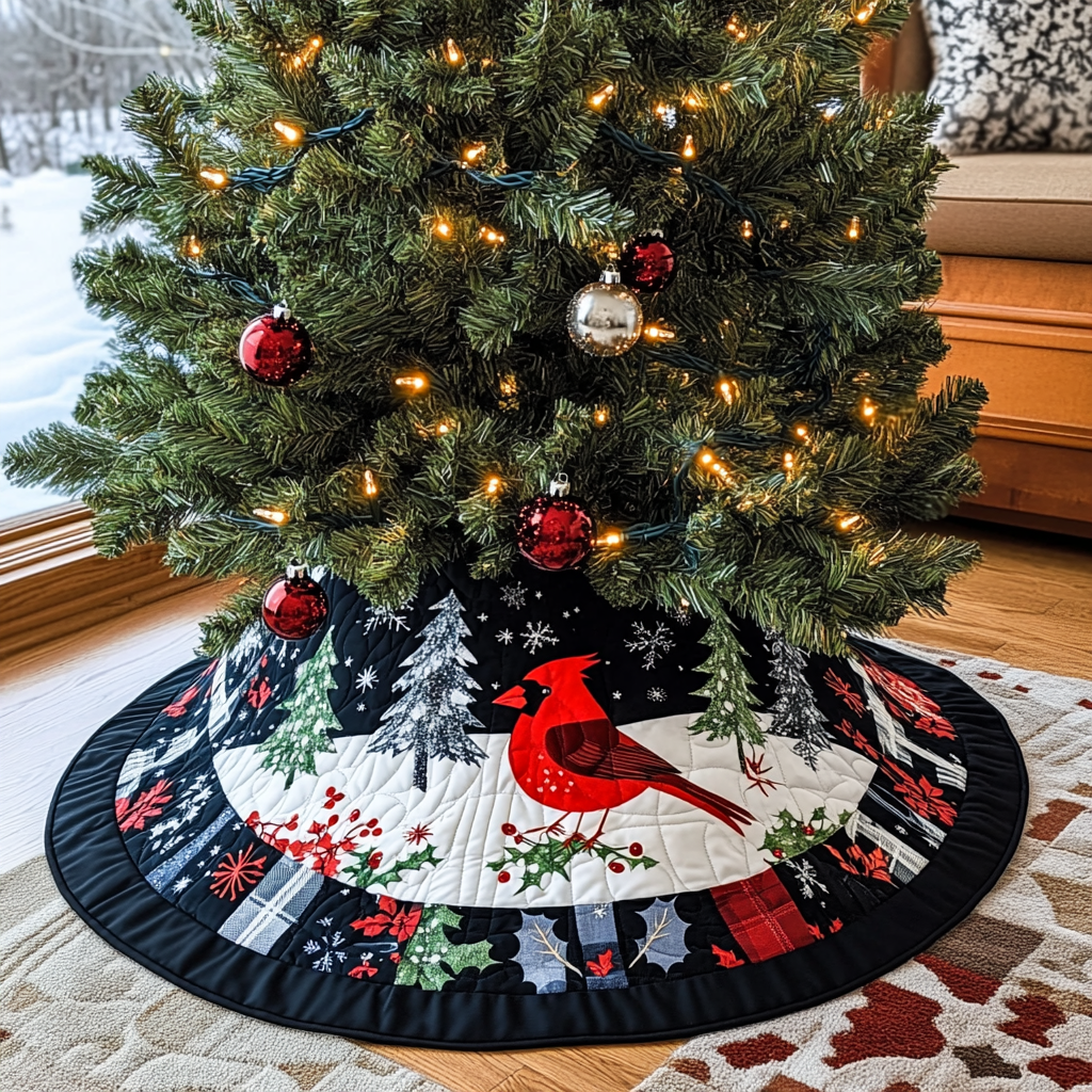 Christmas Cardinal TAI041024049 Quilted Tree Skirt