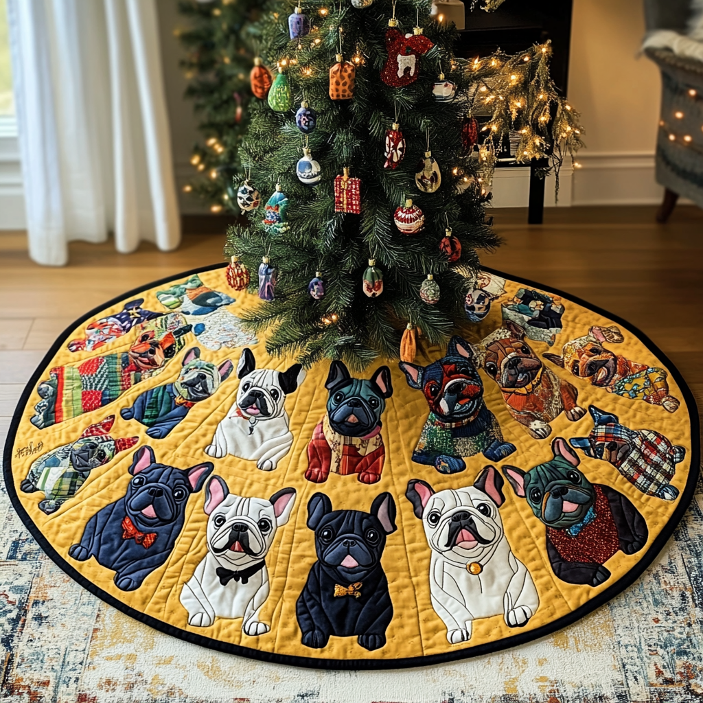 French Bulldog TAI041024211 Quilted Tree Skirt