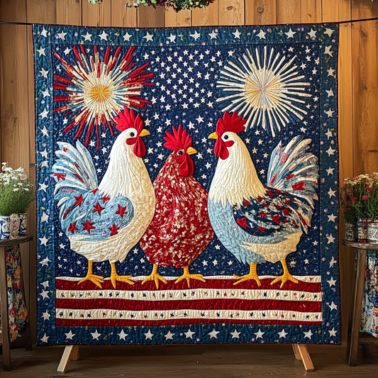 Patriotic Rooster DAI110225094 Quilt Blanket