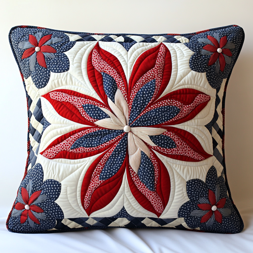 Patriotic Flower DAI040225350 Quilted Pillow Case