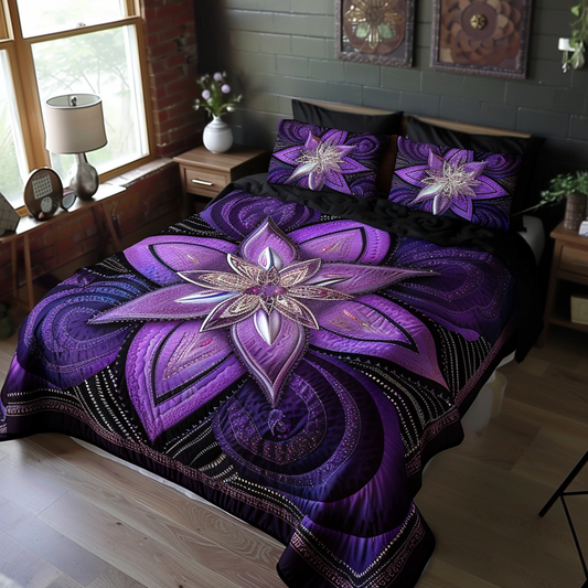 Purple Flower TAI170724026 Quilt Bedding Set