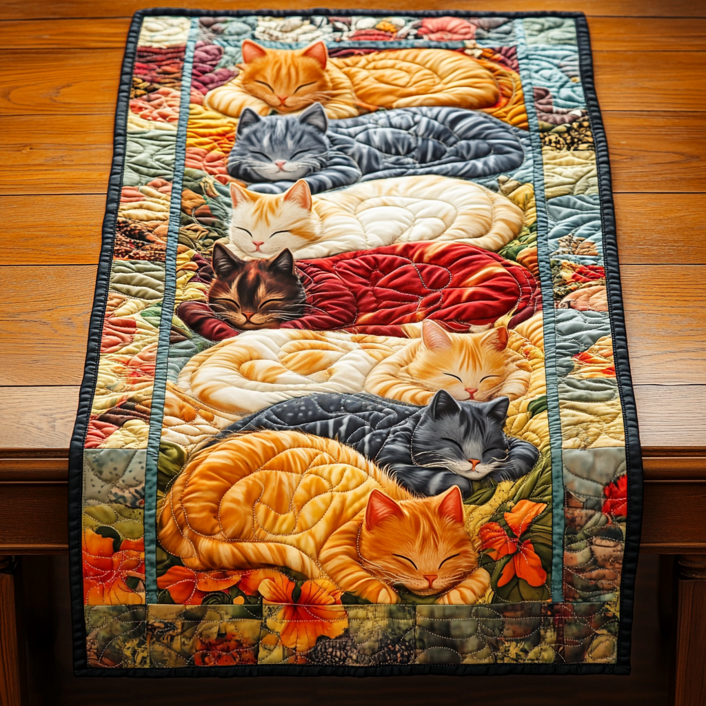 Sleeping Cat DAI090125304 Quilted Table Runner