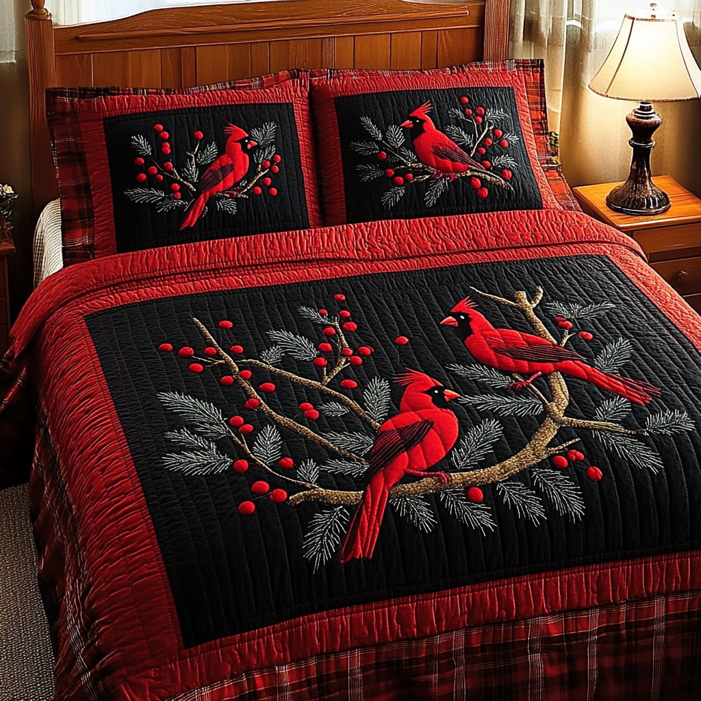 Christmas Cardinal TAI201124126 Quilt Bedding Set