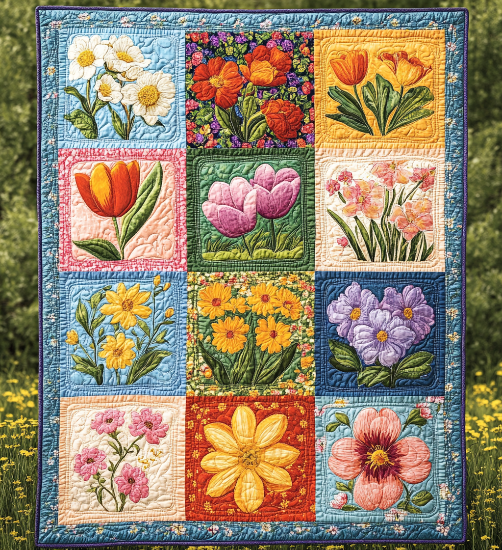 Spring Flowers DAI040225029 Quilt Blanket