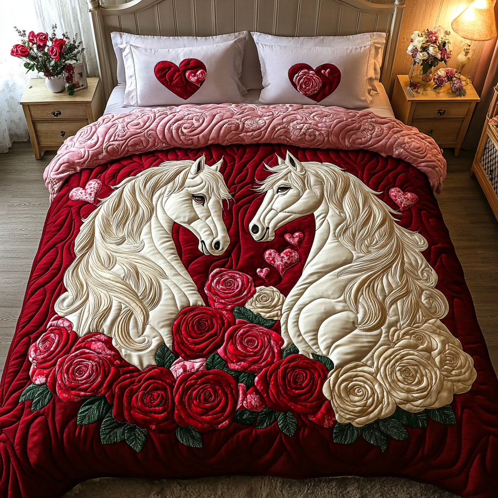 Valentine Horse DAI090125071 Quilt Bedding Set