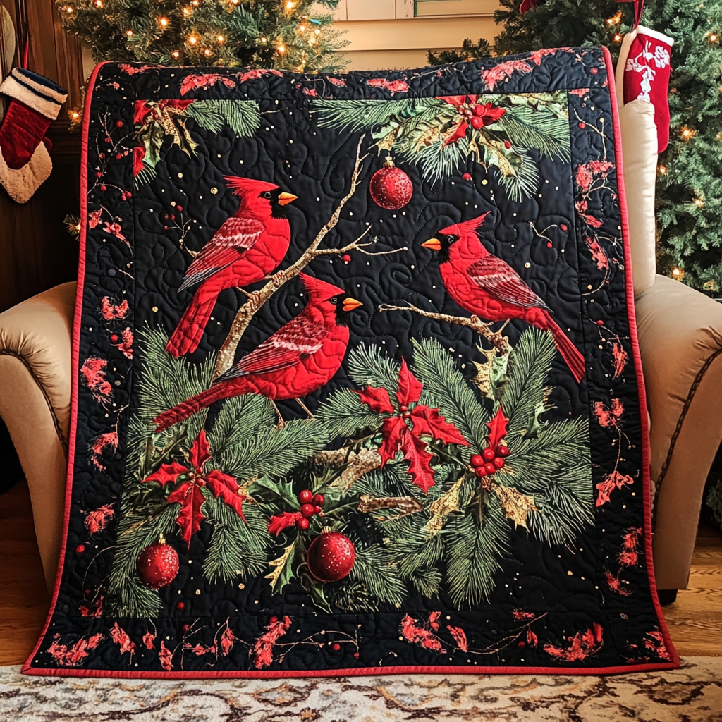 Christmas Cardinal TAI041024409 Quilt Blanket