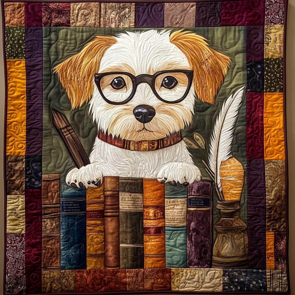 Bookish Dog DAI090125162 Quilt Blanket