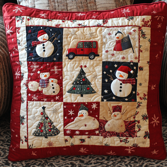 Christmas Snowman TAI181024450 Quilted Pillow Case