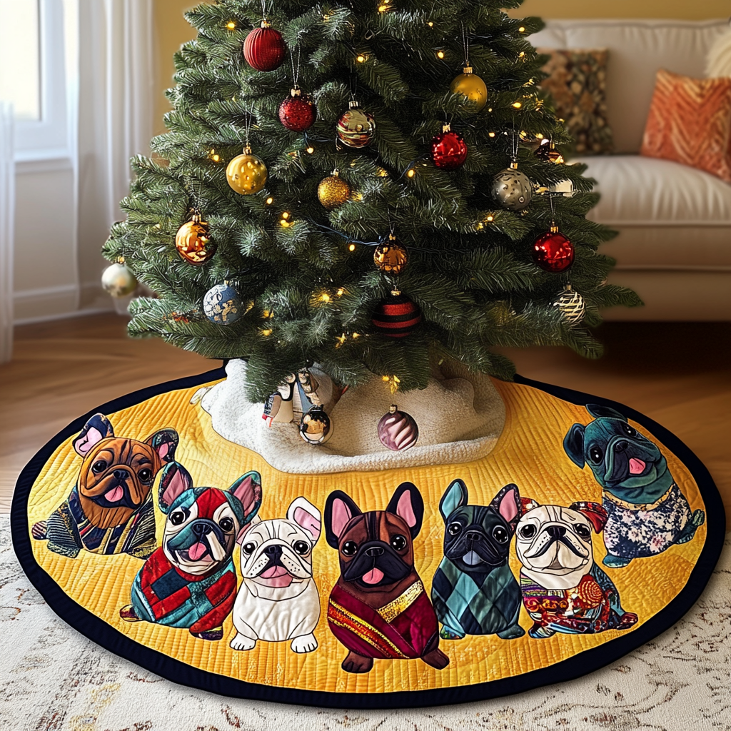 French Bulldog TAI041024220 Quilted Tree Skirt