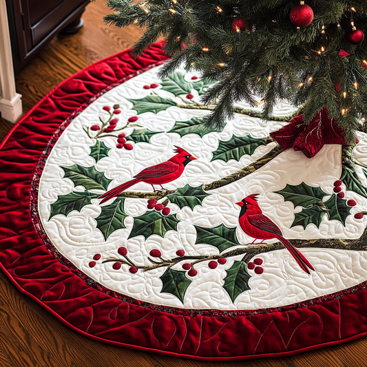 Christmas Cardinal TAI041024134 Quilted Tree Skirt